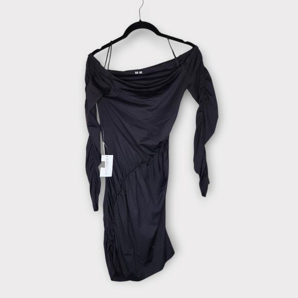 *NEW ALIX NYC Womens Black Off Shoulder Mini Dress M Evening Glam Sexy LBD - Picture 2 of 8